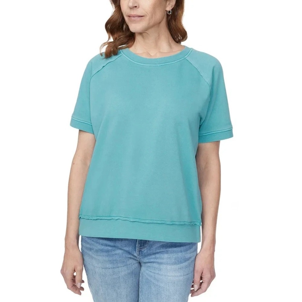 Buffalo Women's Short Sleeve French Terry Top, Crystal Teal, Size XXL, New